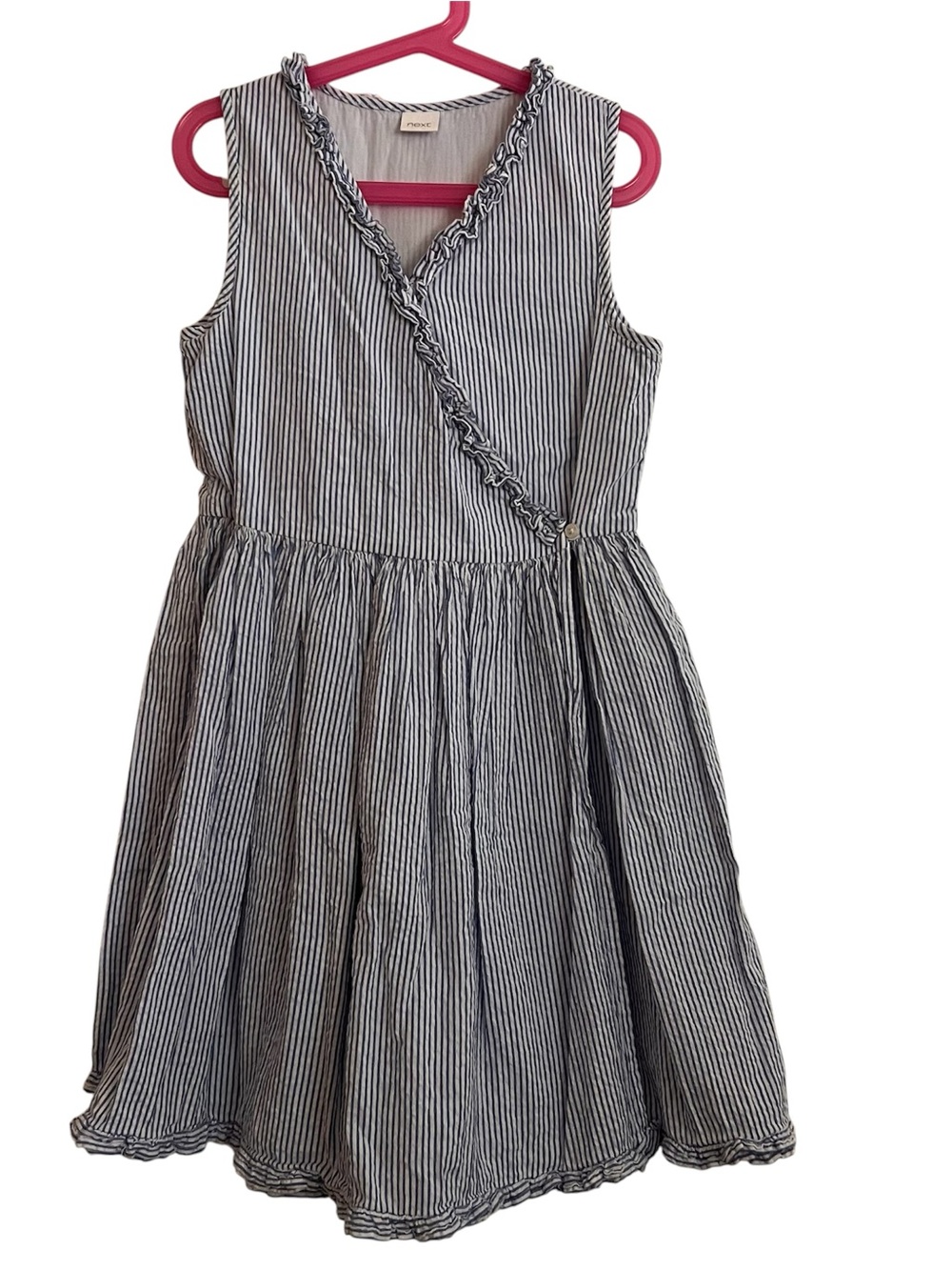 Next Blue & White Striped Sleeveless Wrap Dress